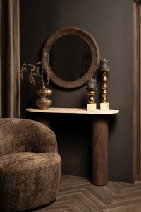 Noam Brown Mango Wood Round Mirror S