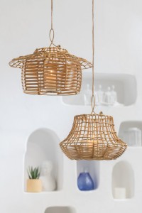 J-Line lantern Hanging Low - rattan - natural