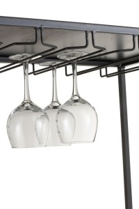 J -Line Cabinet Wine Bottles + Glasses - Metal/Wood - Natural