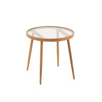 J-Line bijzettafel Rond - metaal/glas - naturel