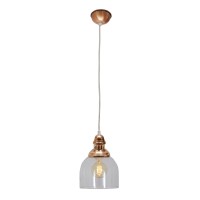 Glazen hanglamp "Mumbai", retro klassiek gemaakt van metaal en glas in koper, E27