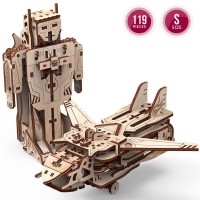 Mr. Playwood 3D Wooden Puzzle Transformer Robot/Airplane, 10103, 7(10)x15(21)x20(24)cm.