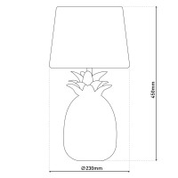 Ceramic table lamp "pineapple", table lamp made of ceramic with gold-colored glaze and black fabric screen, with E14 socket, for dining room, living room, hallway or office, table lamp 45 cm high
