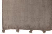 J-Line Plaid Pompom - polyester - taupe - 170 x 130 cm