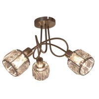 3-seater LED spot "Josefa", metal ceiling lamp and glass in stainless steel look, with E14 version Filament Lamps included, for living room, dining room, hallway or hallway 38 x 24 cm