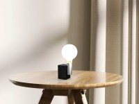 Marmortischleuchte "GEMMA" 16 cm hoch, aus Marmor und edelstahlfarbenem Metall, E27-Fassung, Beleuchtung für Esszimmer, Wohnzimmer, Diele oder Büro