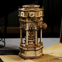 Music Box Wood DIY 3D Puzzle Victorian Lantern, Robotime, AMK61, 14x11.5x30cm