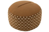 J-Line Pouf Round Lines Outdoor Polyester Brown/White