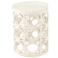 J-Line Bijzettafel Gekerfd Sparhout/Mdf Wit