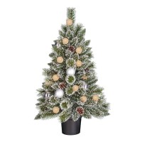 Kaprun Kunstkerstboom in Pot met LED Verlichting en Timerfunctie - H90 cm - Groen, Zilver