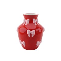 Vaas - Bloemvaaslinten - Dolomiet - rood/roze - 14x14x19cm