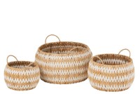 J-Line set of 3 baskets Lys - grass - natural/white