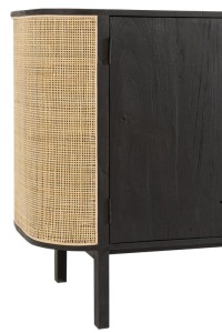 J-Line Molly Rattan cabinet - 3 doors - wood - black