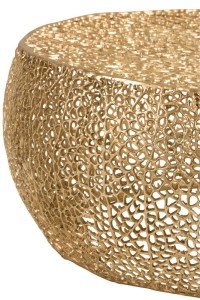 J-Line Coffee Table Round Coral Pattern Aluminum Gold