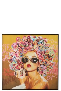 J-Line wall decoration Graffiti Woman Lipstick - canvas/paint - mix