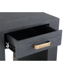 Tiess Black Wooden Veneer Bed Sidetable 1 Drawer