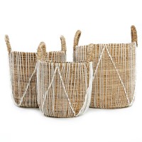 The Straight Stitched Macrame Basket - Natural White - S