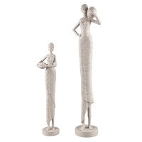 Rafah Clay Poly Woman Statue Holding Pot Low