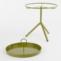 Aston Side Table with Removable Tray - H40 x Ø31 cm - Metal - Dark Green