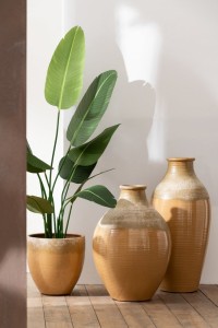 J-Line Vase Modern Ceramic Light Brown Large