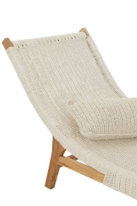 J-Line lounger + cushion Woven - plastic/teak - white