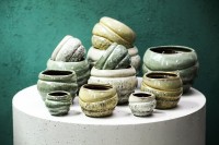 Jordanna Cream Ceramic Round Pot With Layers XL