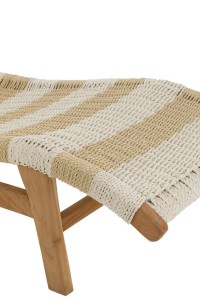 J-Line lounger + cushion Stripes - plastic/teak - white/natural