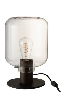 J-Line Kiyu table lamp - glass/metal - transparent/black