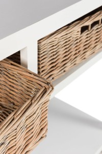 J-Line console + 2 baskets - wood - white