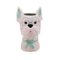 VASE -FLOWER VASE DOG - Pink/ mint - 13,5x14,5x23cm