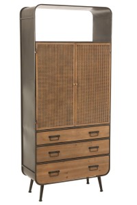 J-Line cabinet High cabinet - 3 drawers - wood/metal - natural/black