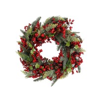 Norah Kerstkrans met Dennenappels - H13 x Ø50 cm - Rood