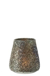 J-Line lantern Glitter - glass - donker green - small