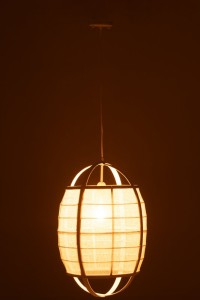 J-Line Hanging Lamp Ion Linen/Bamboo White Small