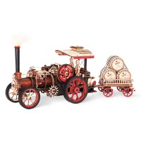 Robotime, 3D DIY Houten Modelbouwpakket, Steam Engine, LKA01, 32x6x23,5cm