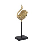 Joycee Gold Casted Alu Swan Statue Closed Wings
