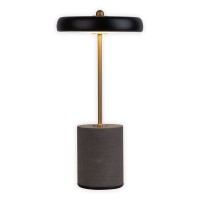 Akku Tischleuchte "SETA" schwarz 30 cm hoch aus Metall und Beton, mit fest verbauter LED