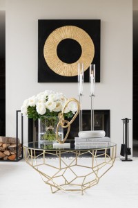 J-Line Table Moza Metal/Glass Gold