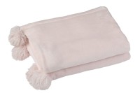 J-Line Plaid Pompom - polyester - light pink - 170 x 130 cm