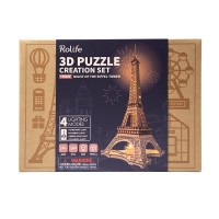 3D Wooden Puzzle Night of the Eiffel Tower, Robotime, TGL01, 22x21.3x53cm