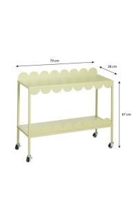 Steffano plant table on wheels - L79 x B28 x H67 cm - Metal - Light green