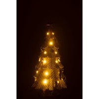 J-Line decoratie Kerstboom Ornamenten - polyresin - wit/goud - S - LED