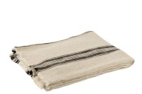 J-Line Plaid met lijnen - katoen - beige - 176 x 130 cm