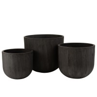 J-Line bloempot Rond Hoog - keramiek - zwart - 3 stuks - Ø 50 cm