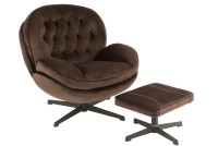 J-Line sofa Relax -+ footstool - metal/textile - dark brown