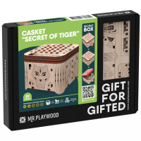 Mr.Playwood 3D Wooden Puzzle Secretbox Tiger, 10606, 7.4x7.8x6.2cm