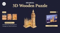 3D Wooden Puzzle Big Ben incl. lighting, Robotime, TG507, 10.7x10.1x19.1c