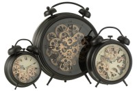 J-Line Alarm clock Roman Numerals clock - metal - black - L - Ø 47 cm