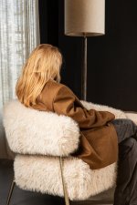 Hair Cream Fauteuil Gold Metal Base