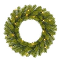 Nagoya Kerstkrans met LED Verlichting - H12 x Ø45 cm - Groen